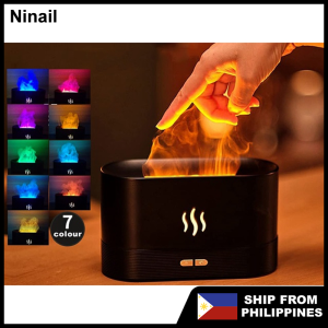 Ninail【Ready Stock】USB Air Humidifier Simulation Flame Aroma Diffuser Upgrade 7 Colour Light Essential Oils Diffuser Home Aromatherapy Diffusers for Children Home Office Room Fragrance or Yoga