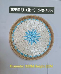 Naturalcraft Rattan Trays With Mother Of Pearl Inlaid Wood Base Trays Round Trays Coffee Table Decor Serving Trays Display Trays Tea Trays