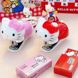 Cartoon Anime Mini Stapler Set Hello Kitty Portable Color Paper Binding Machine Fashion Stationery Office School Supplies Gifts