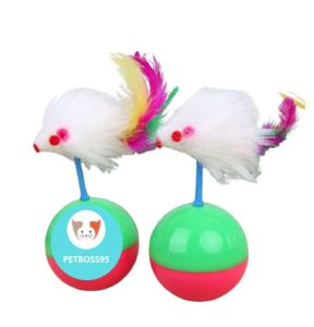 Đồ chơi Chuột Lật Đật Lông Vũ CHO MÈO | Bóng đồ chơi chó Mèo