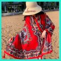 Khăn Boho Vintage Cao Cấp, Khăn Choàng Đi Biển Phong Cách, Chất Liệu Đũi Dày Dặn và Mềm, Dùng như Áo Chống Nắng, Khăn Bandana, Khăn Quàng Cổ, Khăn Choàng Cổ, Kết Hợp Cùng Bikini Đi Biển, LECARO STORE.