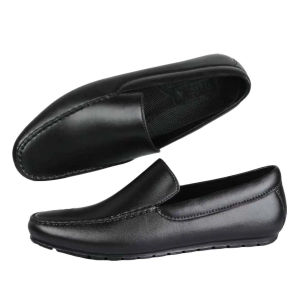 New Mens black shoes classic round-toe loafers rubber flat shoes comfortable slip-on student shoes suitable for work attire all seasons 0105523