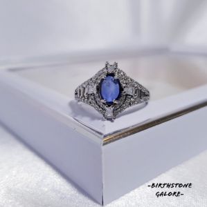 Natural Sapphire Birthstone S925 adjustable silver ring/Gemstone/September birthstone/blue sapphire ring/cincin sapphire/蓝宝石 S925镶嵌活口戒指(with certificate)