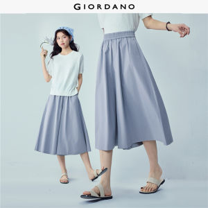 Giordano Beau Monde Women 100% cotton elastic waist cropped culotte pants Free Shipping 13426502