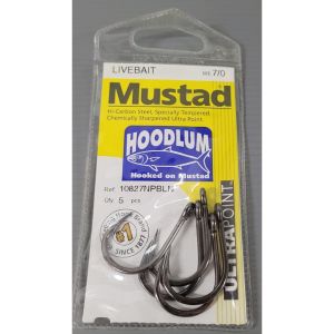 1pk Mustad Live Bait Jigging Vertical Jig Hooks 10827NPBLN Size Hoodlum
