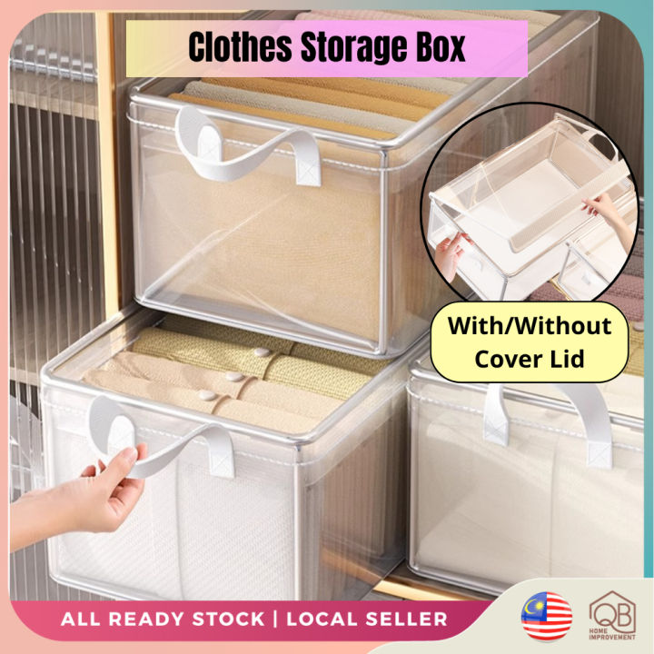 Transparent Storage Box With Lid Foldable Wardrobe Organizer Basket ...