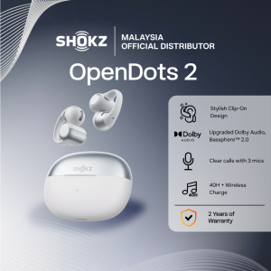 Shokz OPENDOTS 2 Open-ear for situational awareness | Comfortable Secure Fit | Immersive Audio Experience | Up to 40H