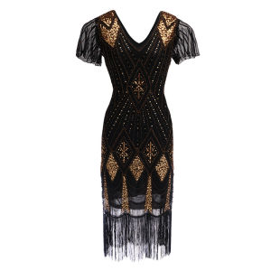 EsHi 1920s Flapper Dress Gatsby Party Charleston Sequined  Weeding Beaded Tassel Dresses Banquet Dresses