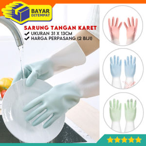 Sarung Tangan Latex Karet Cuci Piring Laundry Berkebun Ujung Warna [WN78]