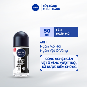 Lăn Ngăn Mùi NIVEA MEN Black &White - 48H Ngăn Mồ Hôi - Ngăn Vệt Ố Vàng (50 ml) - 85392/82245