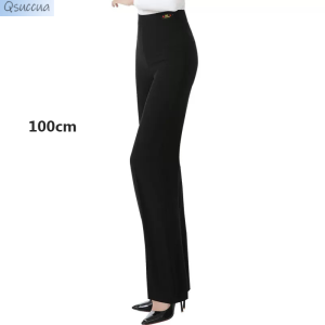 กางเกงเต้นรำละตินสำหรับผู้หญิงกางเกงงานเลี้ยงเต้นรำนุ่มสบายยางยืดเอวสูงสำหรับผู้ใหญ่ชุดกางเกงขายาวสีดำเสื้อผ้าฝึกซ้อม