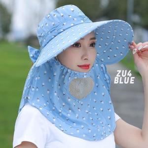 Topi Anti Matahari / Topi Pantai Visor Lipat Wanita Lebar / Topi Pantai Cadar Penutup Wajah Topi Pancing / Topi Bucket / Topi Masker / Topi Cadar Anti UV SH TP16
