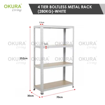 OKURA 5 Tier Multipurpose Boltless Heavy Duty Metal Rack Shelf Kitchen Home Office Rak Besi Rak Serbaguna 5 Tingkat