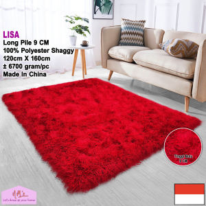 Karpet shaggy polyester polos aesthetic permadani modern tinggi bulu 9 cm tebal halus alas duduk lantai ruang tamu keluarga kamar tidur minimalis - NMs