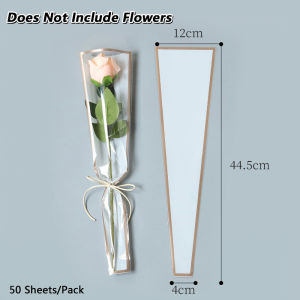 100pcsSingle Rose Flower Packaging Bag Transparent Waterproof Flower Floral Wrapper Bouquet Gift Bag