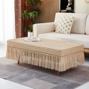 Rectangular Tablecloth Cover Seersucker Fabric Non Slip Washable Reusable Dining Table Protector Kitchen Home