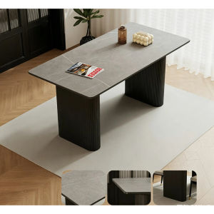 CraftedLiving SG- Stone-top dining table – black Italian-style modern minimalist dining table for the home