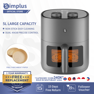 Simplus Air Fryer 6.5L Large Capacity 1500W Power Digital Touch Screen Visible Transparent Window Large Capacity Non-Stick Coating l 10 Preset Menu Rapid Heater Oil-free Dehydration