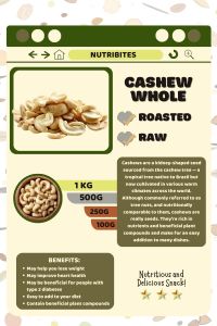Whole Nut Cashew Premium Unsalted Cashews | Raw or Roasted Healthy Snack | 100g 250g 500g 1kg