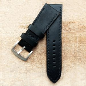 Tali Jam Kulit Sapi Asli Pull Up Warna Hitam UK 28mm Bergaransi