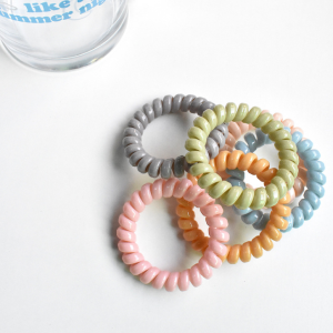 [SG] Korean 6pc Morandi Color Plastic Teleties Band Ponytail Holder Telephone Wire Cord Spiral Head Ties Hair Band Hair Ring Hair Ties Hair Accessories Gift for Women