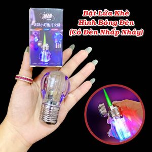 HCM Bật Lửa Khè Xài Gas Hình Cái Bóng Đèn Có Led Nhấp Nháy Độc Lạ