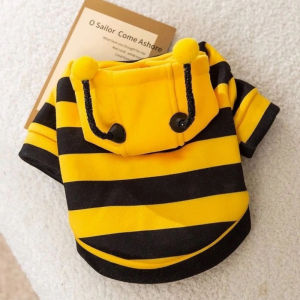 Cat Bee Antennae Costume Hoodies Cute Bee Stripes Dog Kitten Puppy Pet Apparel