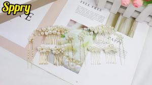 Pearl Hair Combs and Hair Pins for Bridal Women Decorative Hair Accessories for Wedding Prom Set of 5 (Gold)