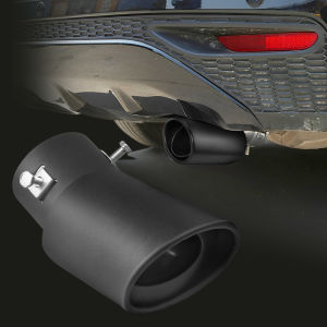 Runye Cars Universal Half Blue Car Exhaust Muffler Tip Round Stainless Steel Chrome Tail Muffler Exhaust D-122