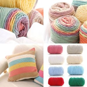 OKKFINE 100grams Thick Scarf Sweater Sofa Cushion Rainbow Color Cotton Crochet Knitting Wool Yarn Hand-woven