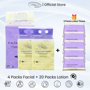 Premium 4-Ply Facial & Lotion Tissue Combo Pack - 1 Bag Facial Tissue & 2 Bags Lotion Tissue - Eco-Friendly & Gentle Skin Care