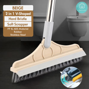 HOMEKARE Multipurpose Upgraded 3 In 1 V Shape Penyapu Lantai Berus Floor Cleaning Brush Gap Scrub Tile Bathroom Glass Toilet 刮刷两用清洁地刷