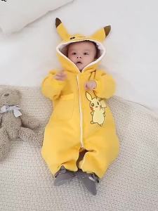 Cartoon Pokemon Pikachu Baby Pyjamsa Newborn Winter Long-sleeved Clothing Kids Rompers Babies Toddlers Clothes Costume Onesie