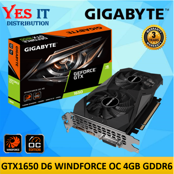 GIGABYTE GeForce GTX 1650 D6 WINDFORCE OC 4GB GDDR6 GRAHIC CARD ( GV ...