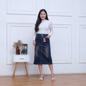 Inara Rok Mayung Jeans A-Line Tebal Nyaman