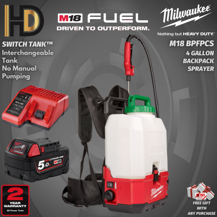 Milwaukee M18 BPFPCS Cordless 15L Backpack Chemical Sprayer With