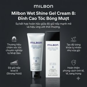 Sáp Tạo Kiểu Milbon Creative Style Wet Shine Gel Cream 8 150g Tạo Hiệu Ứng Tóc Ướt Bóng Mượt Giữ Nếp Tự Nhiên