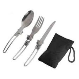 1 SET SENDOK GARPU & PISAU LIPAT PORTABLE STAINLESS STELL