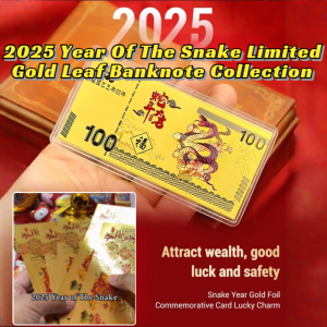 [Golden Snake Brings Wealth] 2025 Year Of The Snake Limited Gold Leaf Banknote Collection Snake Year Gold Foil Commemorative Card Lucky Charm