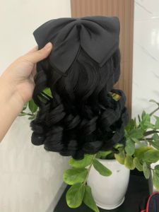 [ hàng hót ] tóc giả nữ cài nơ xoăn lọn tóc giả cho người trung niên tóc giả xoăn
