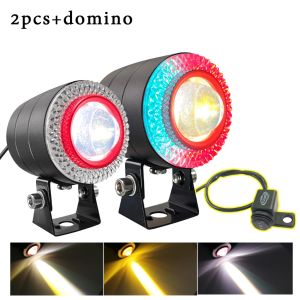 2Pcs Motorcycle Driving Light Pair 30w Super Bright Mini Colorful light Fog light Spot Headlamp