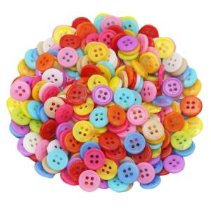 200 Pcs 2/4 Holes Buttons Colourful Buttons Craft Buttons Flower Star Buttons Round Buttons for Craft Projects