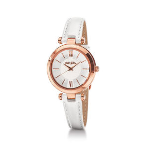 นาฬิกา Folli Folli หนังแท้น้ำหนักเบาทองคำสีกุหลาบหรูหราแฟชั่นฝังเพชรนาฬิกาอังกฤษกันน้ำ Wf16r009sp นาฬิกาผู้หญิง