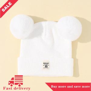 [COD] Cute Winter Hat Solid Color Wool Knitted Bonnet Bebe Newborn Baby Hat Pompom For Kids Boys Girls Children Warm Cap