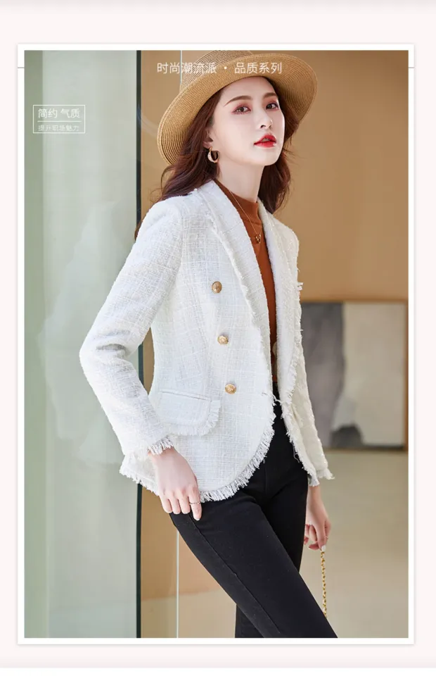 Women Jacket Celebrity Little Fragrant Tweed Blazer Fashion