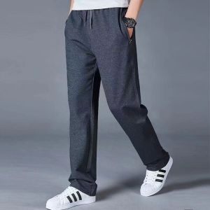 Mens sports pants drawstring Korean style loose wide leg pants versatile casual straight pants