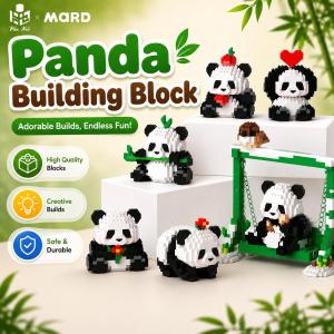 Panda Building Block Educational Toy DIY 熊猫积木玩具 Mainan Blok Bina Panda DIY Hadiah Pendidikan Lelaki Perempuan Cute 3D Mini Cartoon Block Gift
