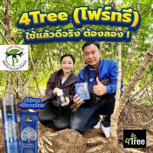 โฟร์ทรีของแท้ 4Tree+บู๊สเตอร์ ใช้ได้ 20 ไร่ คู่หูพลังคูณ 4 อินทรีย์ธรรมชาติสูตรอิออน เร่งราก โตเร็ว เขียวนาน เพิ่ม%แป้ง เพิ่มน้ำยาง นวัตกรรมใหม่จากอิสราเอล ใช้ได้กับพืชทุกชนิด (1 ชุดใช้ได้ 20 ไร่ ) ของแท้ 100%