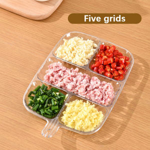 5 Grids Multi Purpose Grid Side Dish Preparation Ingredients Divided Plate Living Room Fruit Snack Plate Divided Side Dish Plate With Handle Preparation Sauce Tray