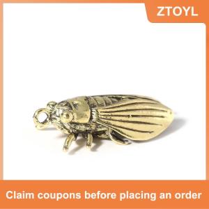 【ZTOYL】 Giả đồng thau con ve sầu đúc tượng mini động vật kim loại figurine móc chìa khóa nhà
